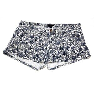 H&M black & white floral print cotton blend shorts woman's size 12